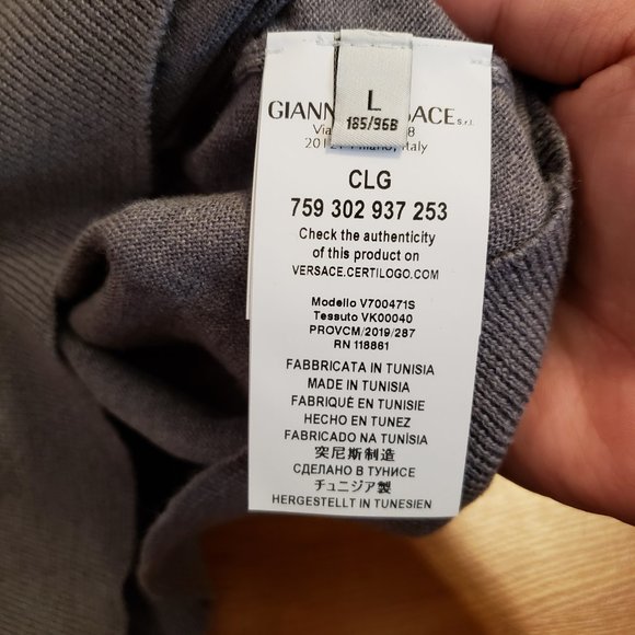 Versace Collection Gray Logo Crewneck Wool Sweater - Picture 5 of 7